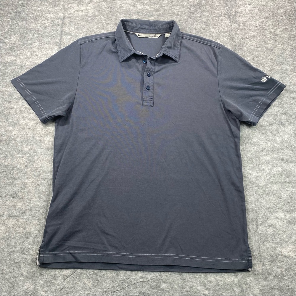 Travis Mathew Mens Gray Short Sleeve‎ Performance Golf Polo Size L "Van Trust"